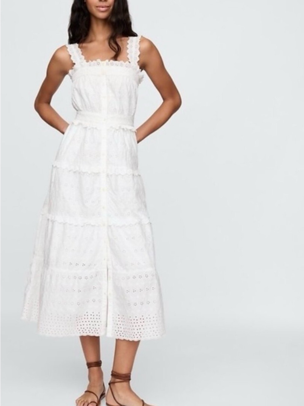 Gap × Doen Eyelet Midi Dress in White Size XXS NWT